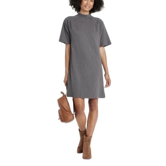 Nwt Universal Thread Mini Mock Neck Gray Dress